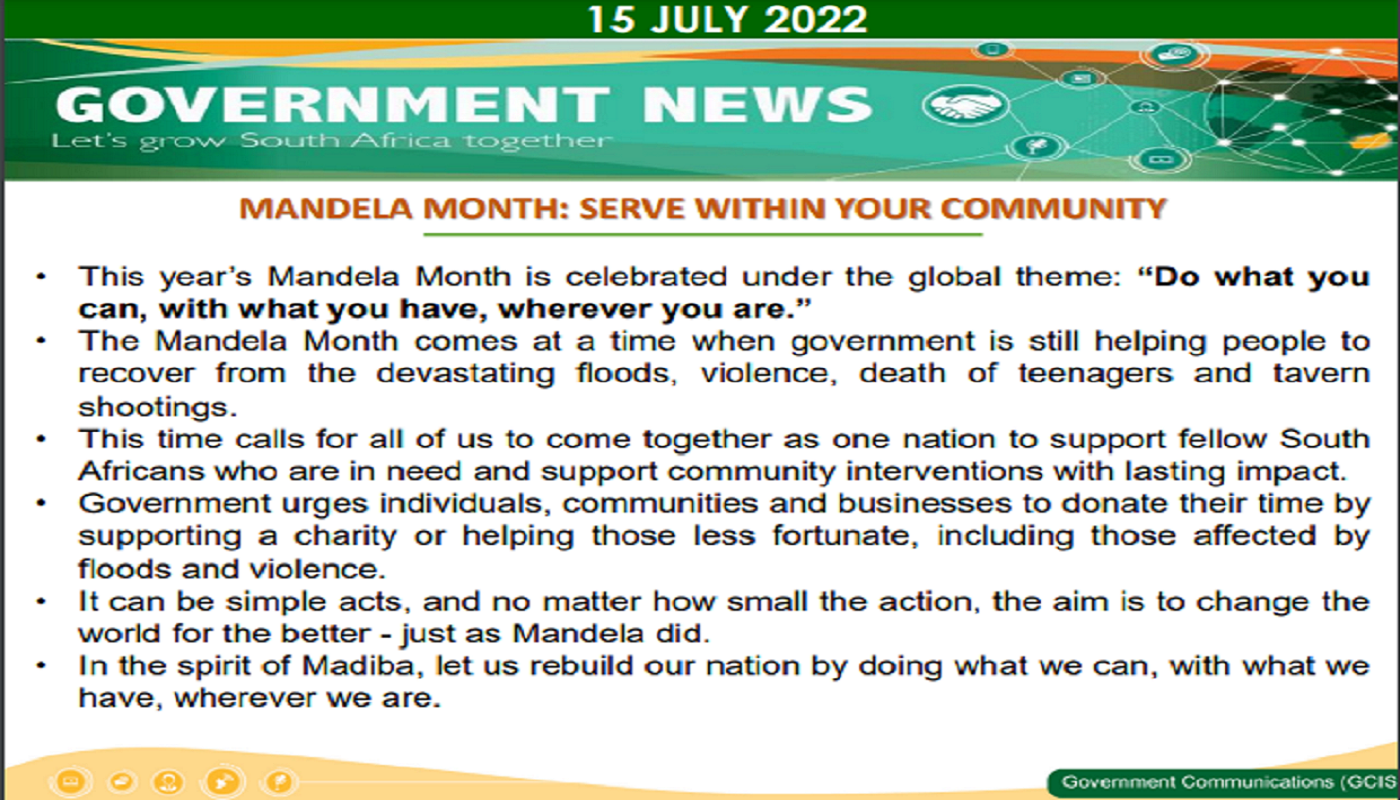 Mandela Month: Serve within your community